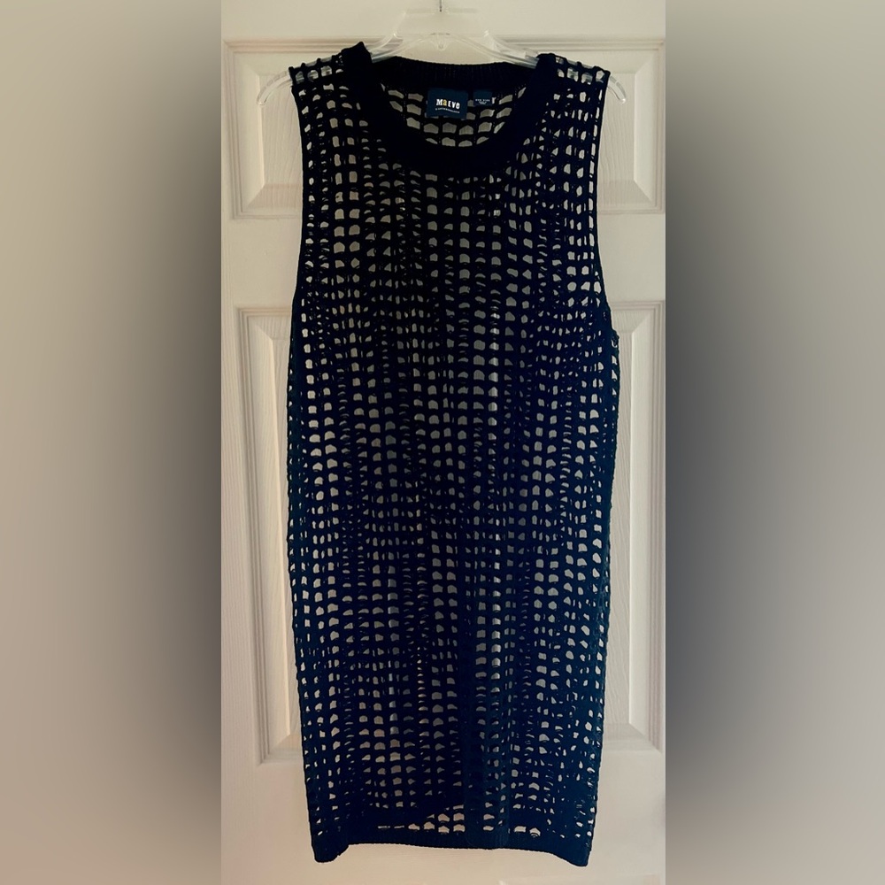 Maeve Coverup Black Sleeveless Mesh Dress